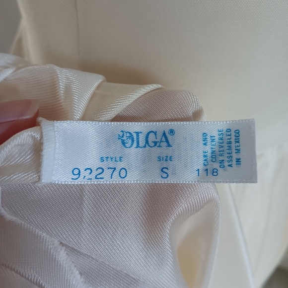 Vintage Olga Ivory Cream Lace Maxi Slip Dress Chemise Nightgown - Picture 4 of 9